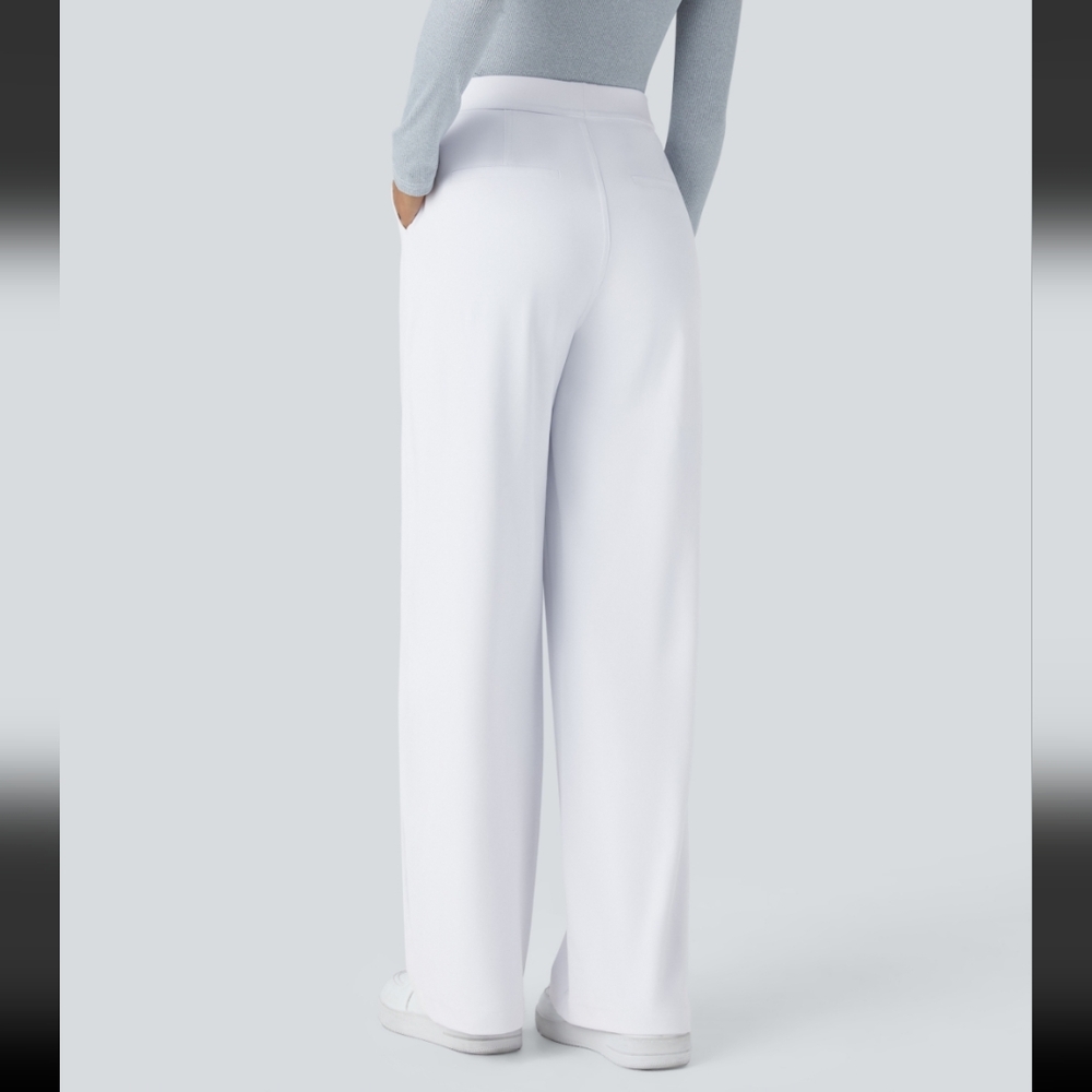HALARA Flex High Waist Pocket Wide Leg and flare (M)Work Pants White - Picture 3 of 16